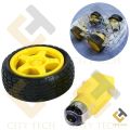 Robotic Wheel 65x25mm Smart Car Robot Wheel DC 3V 6V Drive Gear Motor Plastic Robotics Wheel With Durable Rubber Tier Robotic Wheel. 