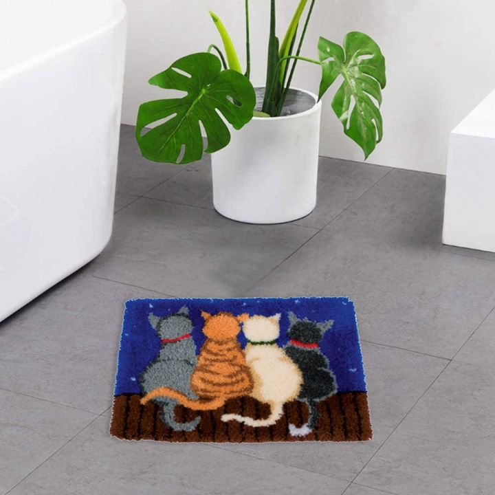 Latch%20Hook%20Rug%20Kits%20Crocheting%20Carpet%20Rug%20Cats%20Yarn%20Pre-Printed%20-%20Image%206