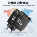USB C Charger Digital Display 35W PD Quick Fast Charging Mobile Phone Multi Ports Wall Adapter for IPhone 15 14 Xiaomi Samsung.