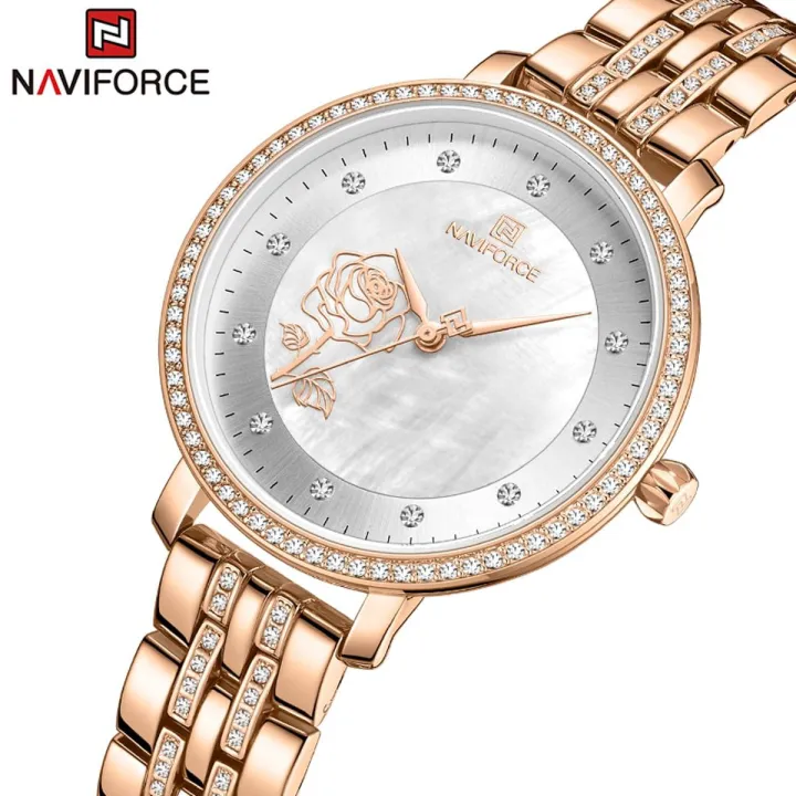 NAVIFORCE Rose Gold Watch Women Watches Ladies Creative Steel Women's ...