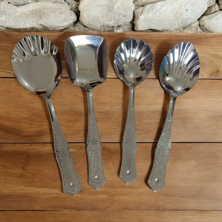Rosy 10 Inch Kitchen Spoon Set: Includes Solid Turner, Big Soup ...