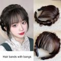 Wig Bangs Cushioned Cranial Vault Fluffy Covering Hair Slits Natural Invisible Light Braided Headband Bangs Wig Dating Supply.