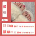 24pcs Simple Toenails French Full Cover Cute Butterfly Cat Eye Short Square Toe Nails Foot Nails Tips for Women Girl.