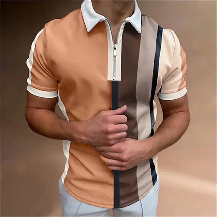 Men's%20Tops%20Polo%20Golf%20Men's%20King%20Print%20T%20Shirt%20High%20Quality%20Turndown%20Short%20Sleeve%20Zipper%20Pullover%20Original%20Golf%20Wear%20Men%20Clothing%20-%20Image%206