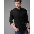 Men Solid Casual Spread Collar Shirt.