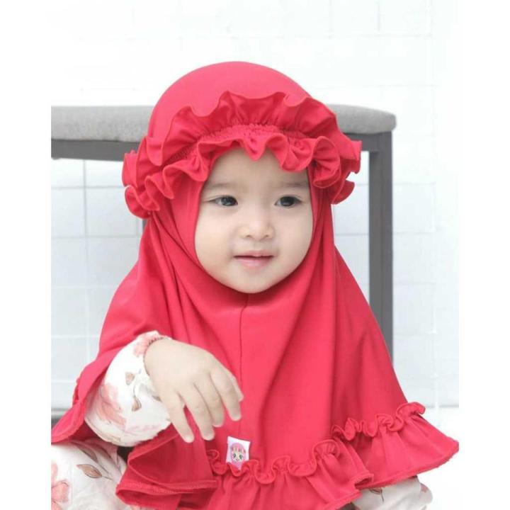 Baby Kids Borkha hijab abaya khimar Silk Frok Muslim Islam collection Baby Borkha Pink Black baby borkha maroon  - Marron Baby Dress