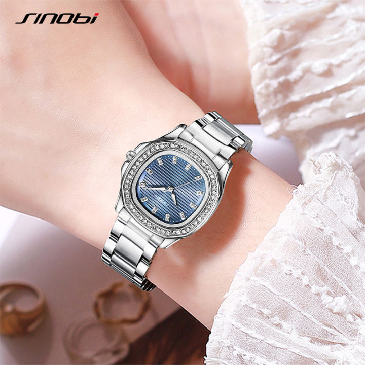 Sinobi%20Women's%20Watch%20Women's%20High%20Beauty%20Nautilus%20Waterproof%20Square%20Watch%20Retro%20Night%20Glow%20Steel%20Band%20Cross%20border%20Watch%20Women%20-%20Image%202