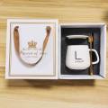 {ABS} Cup Ceramic Gift Set Mug Tea Morning Coffee Milk with Handle Lids Spoon Household For Gift / Office / Home Set Cawan Seramik Hadiah Hari Jadi.