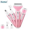 Kemei KM - 6637 Multifunctional 4 in 1 Rechargeable Women Body Shaver Beard Eyebrow Nose Trimmer Set Female Electric Shaver.