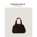 orean ersion retro soft corduroy handbag women's bag 2023 new autumn /winter nhe design commuting bag.