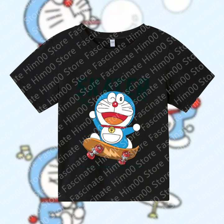 Clothing%20fun%20printed%20T-shirt%20summer%20short-sleeved%20anime%20Doraemon%20cartoon%20Doraemon%20pattern%20top%20children's%20T-shirt%20-%20Image%203