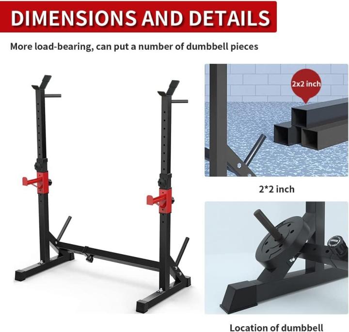 AKYEN%203%20in%201%20Adjustable%20Squat%20Rack%20Stand,%20Barbell%20Rack,%20Dip%20Bar%20Station%20Adjustable%20Bench%20Press%20Rack%20850LBS%20Max%20Load%20Multi-Function%20Weight%20Lifting%20Home%20Gym%20-%20Image%203