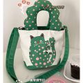 Designer Original Pink Polka Dot Cat Messenger Bag Bucket Bag Shoulder Bag Canvas Bag Handbag Customizable.