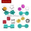 4 Style Flower Petal Veiner Silicone Molds With Stainless Steel Cutter Mold Set Fondant DIY Handmade Mould Cake Decorating Tool. 