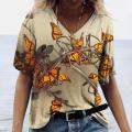 New V-neck Summer Women's T-shirt Fashion Tops Butterfly Print Oversized Female Tees 5xl 3d print T-shirt Street Casual Clothes.