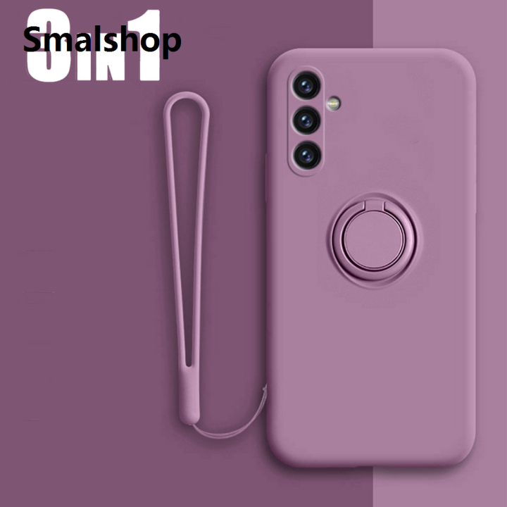 Smalshop Liquid Silicone Magnetic Case For Samsung Galaxy A55 A56 A36 A16 A26 A35 5G A54 A34 A14 A15 A25 A53 A33 Ring Holder Back Cover