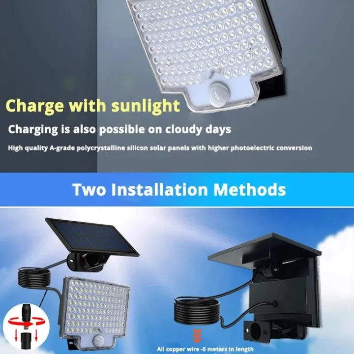 106LED%20Split%20Solar%20Lamp%203%20Lighting%20Mode%20Outdoor%20Decoration%20Sunlight%20Wall%20Light%20PIR%20Motion%20Sensor%20Waterproof%20Garden%20Garage%20Lamp%20-%20Image%205