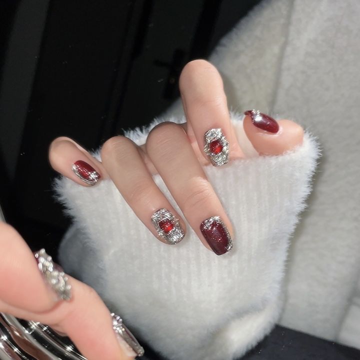 10Pcs%20Handmade%20Nails%20Pink%20Crystal%20Cat%20Eye%20Sparkling%20White%20Bubble%20Press%20On%20Nails%20with%20Glue%20Acrylic%20Artificial%20Nail%20Tips%20Art%20-%20Image%203
