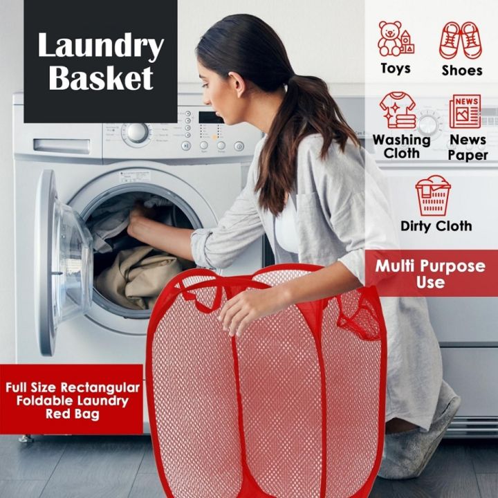 Foldable Laundry Basket, Pop Up Dirty Clothes Storage Bag Washing Laundry Basket Bag Bin