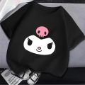 korean Hello Kitty Children Clothing Anime Sanrio Girls T-shirt Cartoon Melody Kuromi Summer Cute Top Cotton Kids Short Sleeves. 