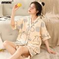 Elizabeth Duck M-5XL Women Cottton Pajama Summer Kimono Style Cardigan Sleepwear Korean Pijamas Plus Size Nightwear Shorts Pjs. 