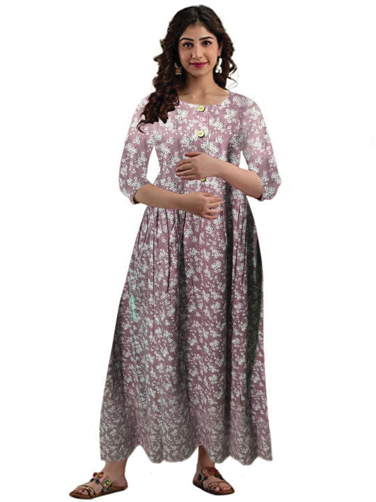 Cotton%20Double%20Zipper%20Maternity%20Kuchi%20Maxi%20For%20Women%20-%20Image%204