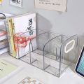 Portable Clear Acrylic Bookends with Handle Desk Organizer Divided Book Stand Desktop Sorting Rack Study Supplies. 