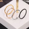 Fashion Simple 2mm Stainless Steel Ladies Smooth Fine Thin Finger Ring.