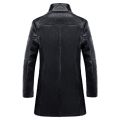 New Luxury Trench Leather Coat Mens Single breasted Business Casual Leather Jacket Male Black Long PU Coat Big Size 4XL.