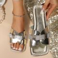 Summer Women Slippers Flat Bottom Non-slip Outdoor Open Toe Beach Female Shoes Fashion Rhinestone Decorated Sandals Size 43. 