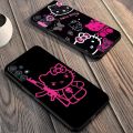 Cute Cool Hello Kitty Cat Case For Samsung Galaxy A52 A12 A32 4G 5G A21s A03 A22 A31 A50 A51 A71 A72 A20e A13 Black Soft Cover. 