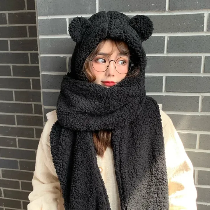 Harajuku%20Cute%20Bear%20Ear%20Scarf%20Hijab%20Hat%20Gloves%20Female%20One-piece%20Cap%20Winter%20Warm%20Plush%20Shield%20Streetwear%20Ladies%20Accessories%20-%20Image%204