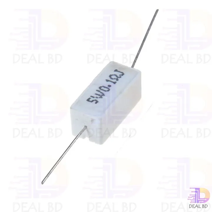 10Pcs 5Watt 0.1 Ohm WIREWOUND 5W 0.1 Ohm Ceramic Cement Power Wirewound Resistor 0.1 Ohm 5Watt Wire Wound 2Pin Leads Fixed Cement Resistor 5% Tolerance