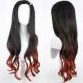 Kimetsu No Yaiba Stove Door Nezuko wig Black Gradient Orange Long Curly Hair Color Matching Anime cos Wig Full-Head Wig. 