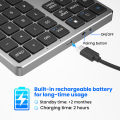 35 Keys Numeric Keyboard Rechargeable Dual Bluetooth Wireless Number Keypad Mini External Numpad for iPad Laptop Windows IOS.