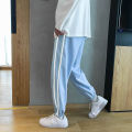Casual Pants Reflective Stripes Loose All-match Adjustable Elastic Waist Korean Style Chic Fashion Autumn Male Ankle-length. 