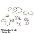 Trendy 12 Pairs = 24 Pcs Crystal Stud Earrings for Women New Collection - Square Ball Heart Small Earrings for Girls Simple Stylish - Earring for Women - Kaner Dul. 