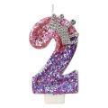 Creative Gradient Pink Purple Crown Number Cake Decorations Birthday Candles Shine Princess Girl Birthday Cake Decorations 2024. 
