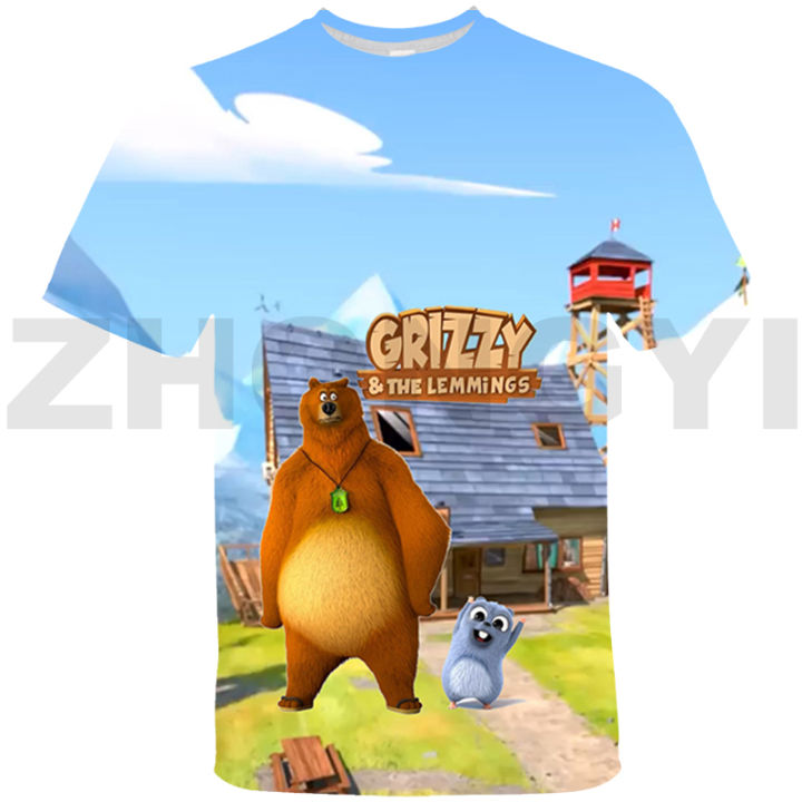 Cute%20Cartoon%20Grizzy%20and%20The%20Lemmings%20T-shirt%20Kids%20Summer%20Casual%203D%20Hop%20Men%20T%20Shirt%20Streetwear%20Oversized%20T%20Shirt%20-%20Image%202