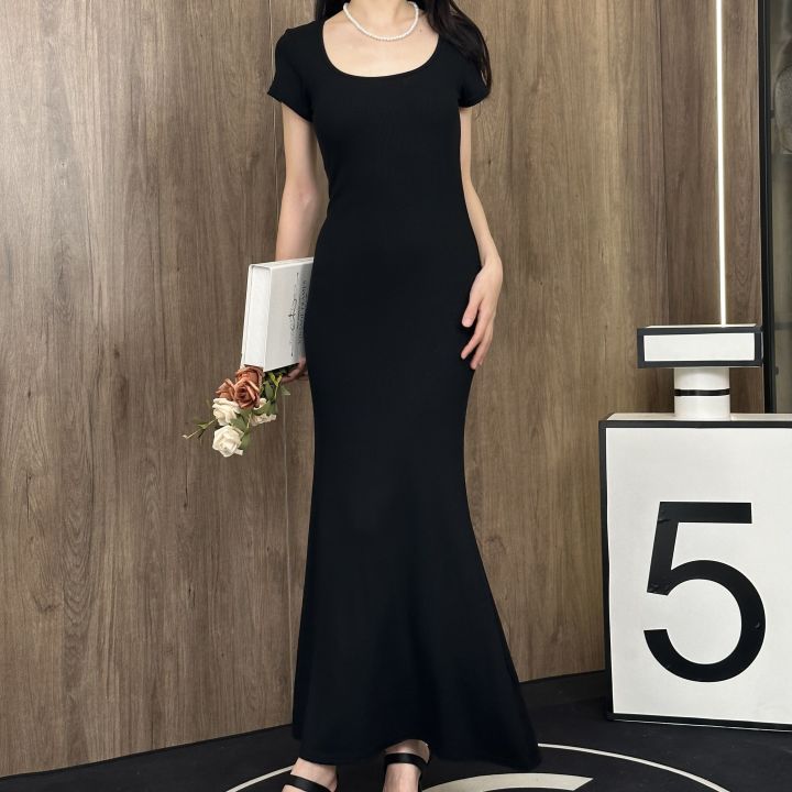 %E3%80%90Simeda%E3%80%91Summer%20French%20Style%20Slim-Fit%20round%20Neck%20Western%20Style%20Pure%20Style%20Long%20Dress%20Waist-Tight%20Elegant%20Slimming%20Sheath%20Dress%20-%20Image%203
