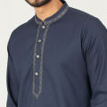 Masculine Semi Fit Embro Panjabi -  Navy. 