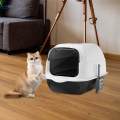 Hooded Cat with Lid Enclosed Cat Toilet Pet Supplies Sandbox Black. 