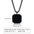 Stainless Steel Square Pendant Black Natural Stone Necklace Men Chain For Men. 