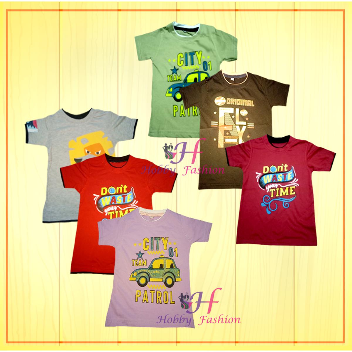 6 Pieces Multi Color Cotton Boy Half T-shirt By Any Color And Printe