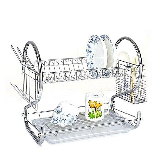2 Layer Dish Drainer - Silver