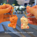 【Support-Cod】 1Pair Cartoon Love Bear Magnetic Suction Keychain Creative Bag Decoration Gifts SUPER BABY. 