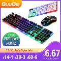Retro Punk USB Wired Gaming Keyboard 104 Keys Sprash-proof Feeling Gamer Backlit Keyboard for PC Computer Laptop Desktop Gamer. 
