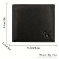 1pc Men's Shielded RFID Wallet, Top Layer Cowhide Credit Card Holder, With Auspicious Deer Head Metal Label Wallet, Large Capacity Bag.