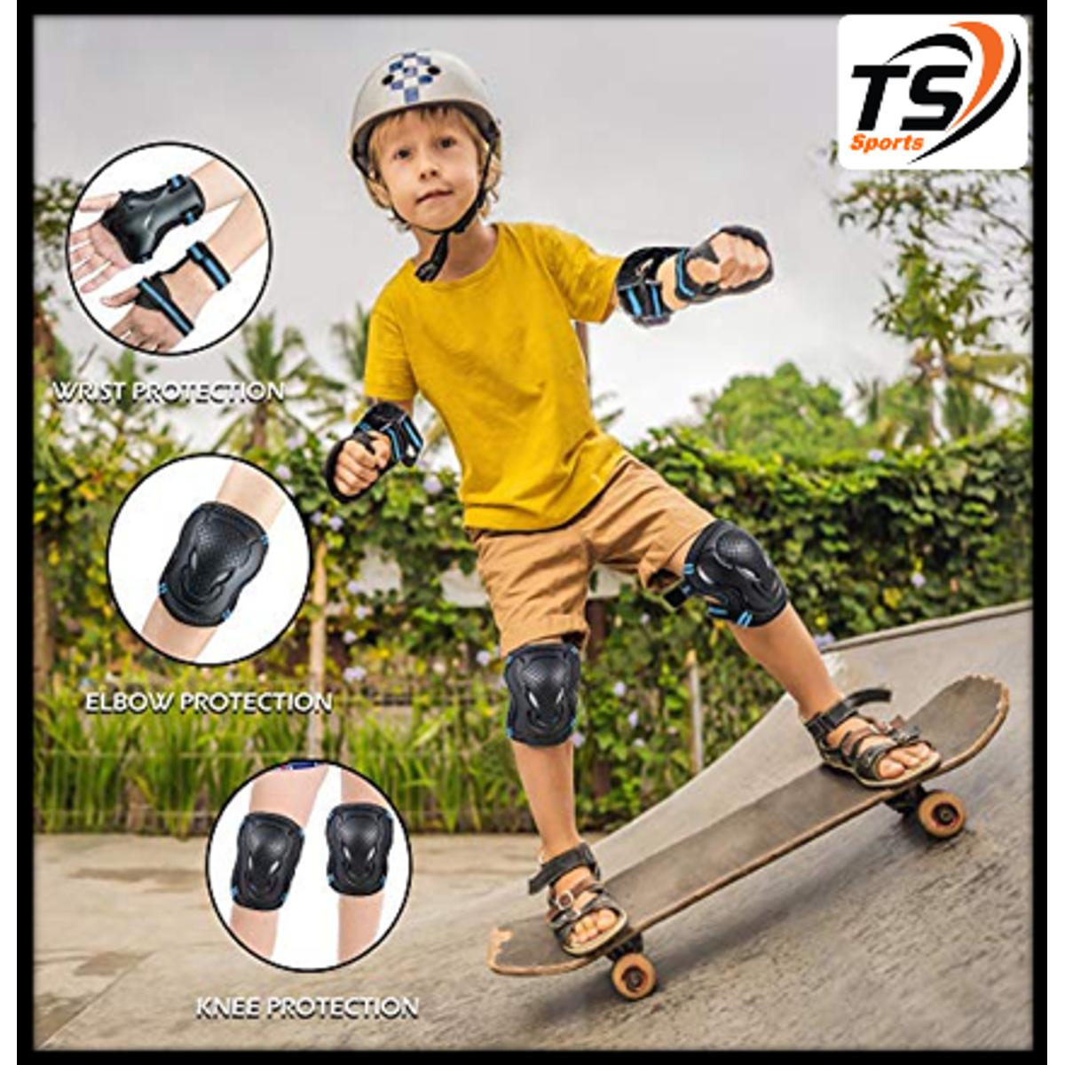 Wemfg Kids Protective Gear Set Knee Pads for Kids 3-14 Years Toddler Knee and Elbow Pads with Wrist Guards 3 in 1 for Skating Cycling Bike Rollerblading Scooter