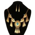 【beauty code store】New Boho Ethnic Vintage Antique Synthetic Stone Necklace Earring Set Women Fashion Retro Jewelry Set Wholesale.